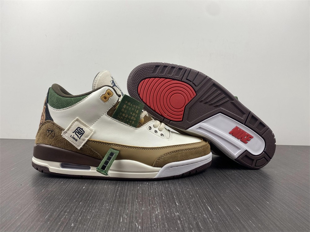 air jordan 3 retro se white dark brown green shoes