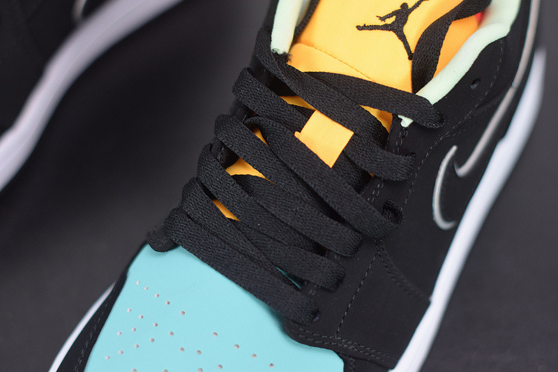 air jordan 1 low black aurora green laser orange ck3022-013