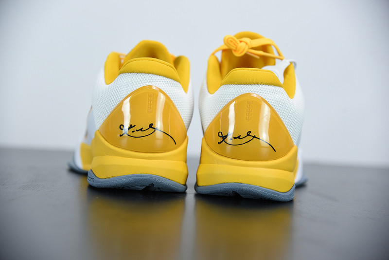 nike zoom kobe 5 white black yellow 386430-104