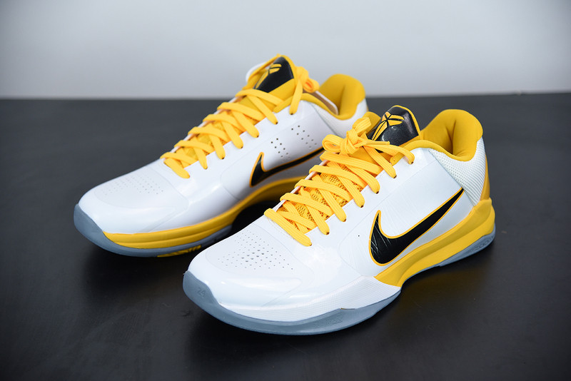 nike zoom kobe 5 white black yellow 386430-104
